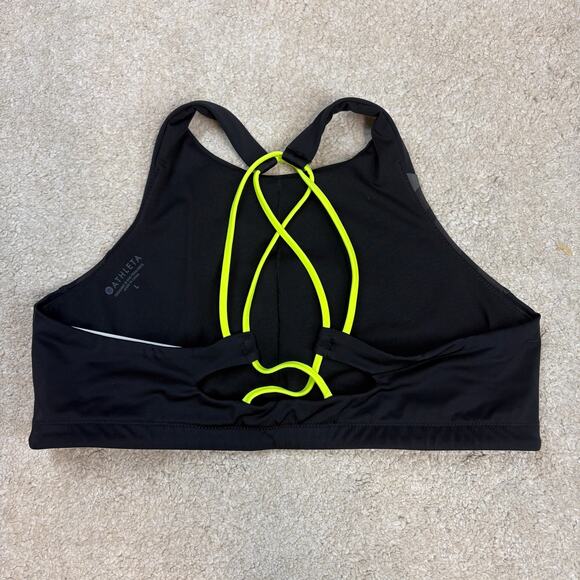 NWT Athleta Freestyle Black Gray Yellow Camo High Neck Bikini Top Size L - Picture 4 of 6
